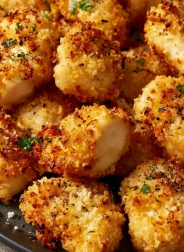 Crispy Air Fryer Ranch-Crusted Chicken Bites served with dipping sauce