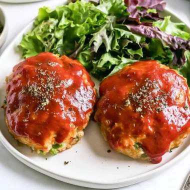 Easy mini meatloaf made with ground turkey served on a plate