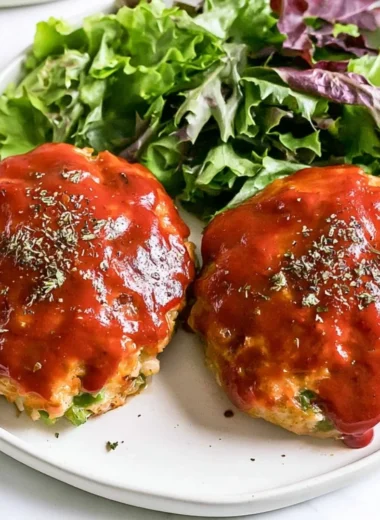 Easy mini meatloaf made with ground turkey served on a plate