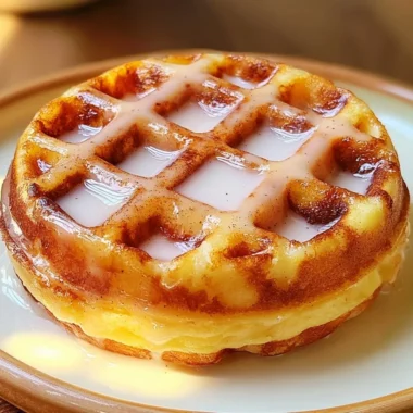 Healthy donut chaffle served on a plate, showcasing its golden-brown texture.