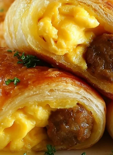 Delicious sausage egg breakfast roll served on a plate with fresh ingredients