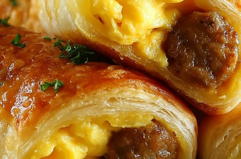 Delicious sausage egg breakfast roll served on a plate with fresh ingredients
