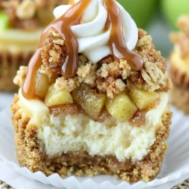 Apple Crisp Mini Cheesecakes with a delicious apple topping and crust