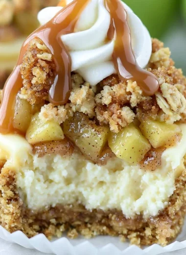Apple Crisp Mini Cheesecakes with a delicious apple topping and crust