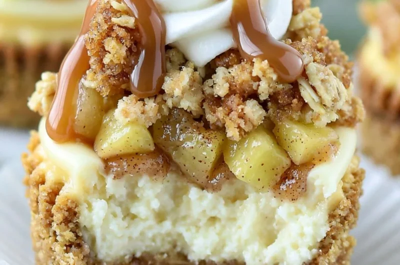 Apple Crisp Mini Cheesecakes with a delicious apple topping and crust