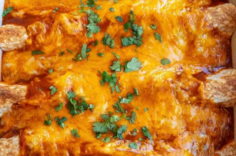 Cozy vegetarian enchiladas topped with fresh ingredients and cheese