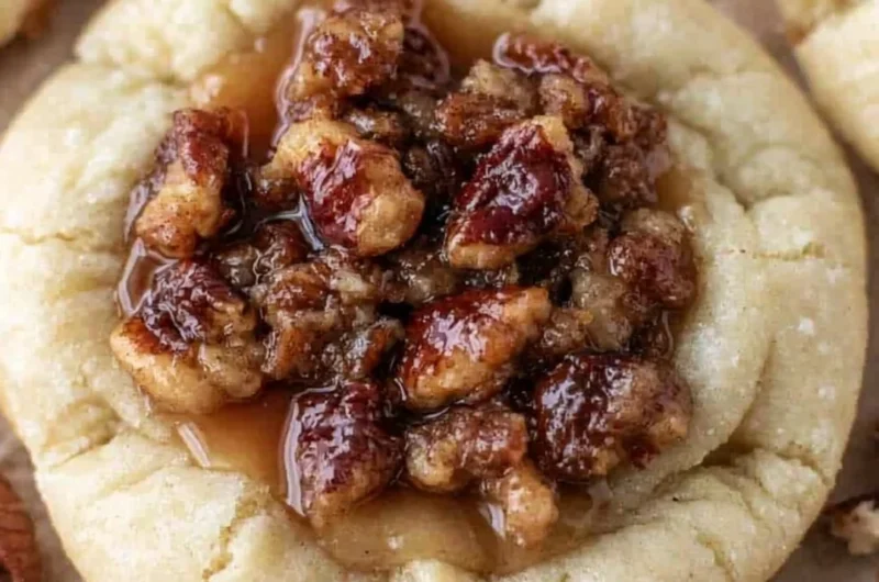 Delicious Crumbl pecan pie cookies with a flaky crust and nutty filling.