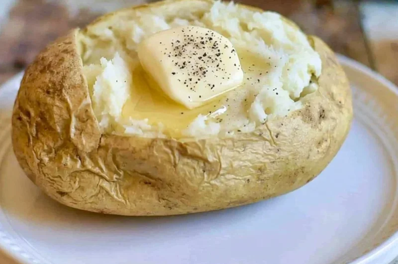Instant Pot baked potatoes served with toppings