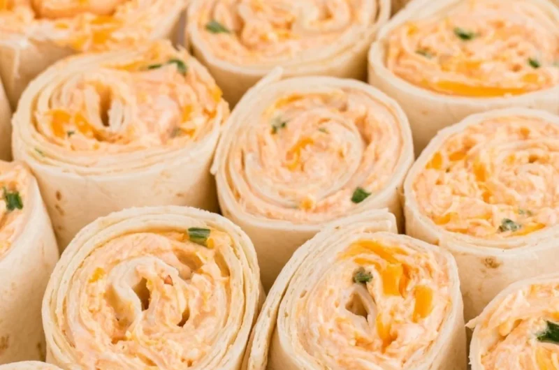 Delicious Buffalo Chicken Pinwheels served on a platter