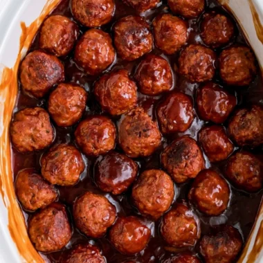 Delicious grape jelly meatballs served on a platter, perfect for gatherings