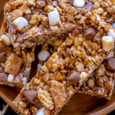 Homemade granola bars made with oats, nuts, and honey