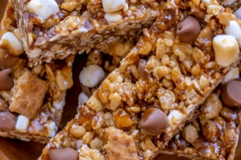Homemade granola bars made with oats, nuts, and honey